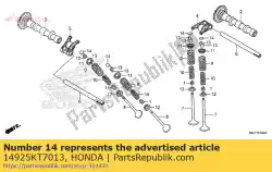 Here you can order the shim, tappet (1. 800) from Honda, with part number 14925KT7013: