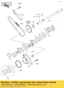 Kawasaki 120460045 tandwiel, 24t - Onderkant