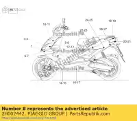 2H002442, Piaggio Group, decalque do escudo da tampa direita 