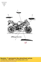 Ici, vous pouvez commander le décalque carénage lowe auprès de Triumph , avec le numéro de pièce T2309720: