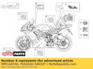 Piaggio Group AP8166550 conjunto de decalque da carenagem traseira - Lado inferior