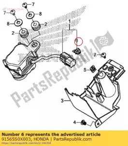 Honda 91565S0X003 clip, koppeling (donkergroen - Onderkant