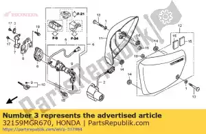 Honda 32159MGR670 séjour, clip harnais - La partie au fond