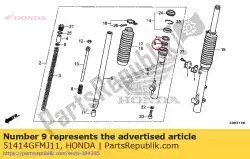 Aquí puede pedir guía, fr. Tenedor (absorbedor de chuannan) de Honda , con el número de pieza 51414GFMJ11: