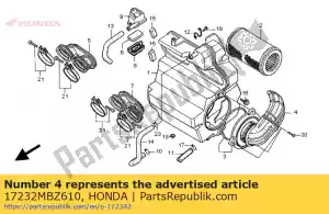 Honda 17232MBZ610 condotto, filtro dell'aria - Il fondo