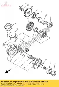 yamaha 93310316D500 rodamiento, cilíndrico (4dp) - Lado inferior