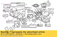 87512MCAD00, Honda, etichetta, accessorio l honda gl goldwing a gold wing  gl1800a 1800 , Nuovo