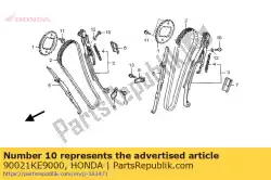 Aqui você pode pedir o parafuso, especial, 6mm em Honda , com o número da peça 90021KE9000: