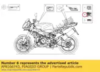 AP8166743, Piaggio Group, Naklejka kontroli emisji aprilia rsv rsv tuono 1000 2004 2005 2006 2007 2008 2009, Nowy