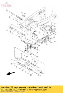 Yamaha 901051238200 bout, sluitring (1fn) - Onderkant