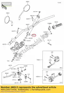 kawasaki 460120075458 houder-handvat, lwr, p.silv klx12 - Onderkant