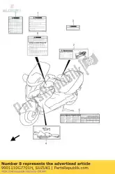 Ici, vous pouvez commander le manuel, propriétaire auprès de Suzuki , avec le numéro de pièce 9901110G7701H: