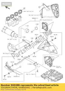 Kawasaki 55028043345W capô, lwr, lh, m.g.gray - Lado inferior