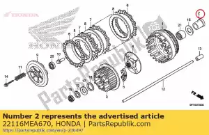 Honda 22116MEA670 guide, embrayage extérieur - La partie au fond