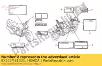 87505MZ1631, Honda, etiqueta, pneu honda cbr  f cb super four cb1000f 1000 , Novo