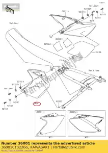 Kawasaki 360010132266 cover-side,lh,b.white - Bottom side