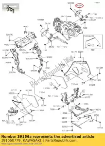 kawasaki 391560779 patin, côté réservoir, rh zx1400fcf - La partie au fond