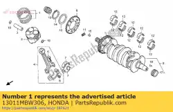 Qui puoi ordinare set di anelli, pistone (std.) da Honda , con numero parte 13011MBW306: