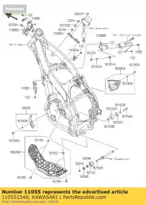 kawasaki 110551540 support, coupleur kx250ybf - La partie au fond