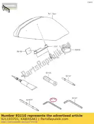 Aqui você pode pedir o chave de ferramenta, allen, 4 mm jf650-a1 em Kawasaki , com o número da peça 921103703: