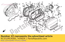 Ici, vous pouvez commander le caoutchouc, joint de panneau arrière auprès de Honda , avec le numéro de pièce 81351MCA000: