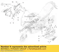 B044823, Piaggio Group, Lh side panel upper aprilia  caponord zd4vk000, zd4vka, zd4vk001, zd4vka01 zd4vkb000, zd4vkb001, zd4vkb003, zd4vkb00x, zd4vkb009 zd4vku00 1200 2013 2014 2015 2016 2017, New