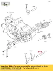 rod-shift, uit kx450d7f van Kawasaki, met onderdeel nummer 490470028, bestel je hier online: