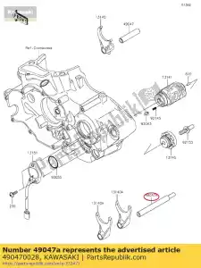 kawasaki 490470028 rod-shift, uit kx450d7f - Onderkant