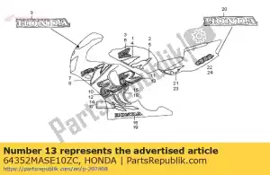 Honda 64352MASE10ZC listra b, l. capuz do meio - Lado inferior