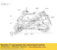 2H002421, Piaggio Group, cover shield left light upper decal aprilia zd4kla00 50 2018 2019 2020 2021 2022, New