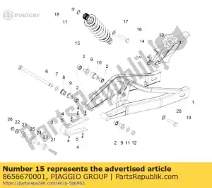 Piaggio Group 8656670001 schokbreker achter - Onderkant