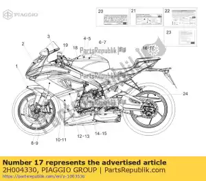 Piaggio Group 2H004330 decalque da carenagem traseira lh 