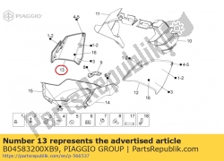 Aprilia B04583200XB9, Rh side fairing. white, OEM: Aprilia B04583200XB9