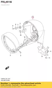 suzuki 5181106J00 housing,headlam - Bottom side