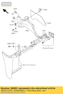 kawasaki 360011678 strona ok?adki, wydech pi kvf360-a - Dół