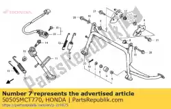 beugel, r. Hoofdtribune van Honda, met onderdeel nummer 50505MCT770, bestel je hier online: