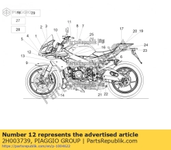 Aprilia 2H003739, Autocollant carénage côté droit, OEM: Aprilia 2H003739