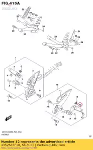 Suzuki 4352635F10 barre, pied avant - La partie au fond