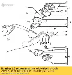 achterlicht van Piaggio Group, met onderdeel nummer 294985, bestel je hier online: