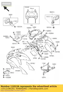 kawasaki 1101218628J cap,inner cowling cover, zx600 - Bottom side