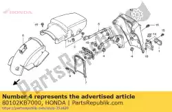 Aqui você pode pedir o borracha, montagem em Honda , com o número da peça 80102KB7000: