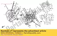 90014952000, Honda, Boulon, bride, 6x14 (ct200) honda cb cbr gl nsa nt vt vtx 700 750 1000 1100 1300 1800 1993 1994 1995 1996 1997 1998 1999 2000 2001 2002 2003 2004 2005 2006 2007 2008 2009 2010 2011 2012 2013, Nouveau