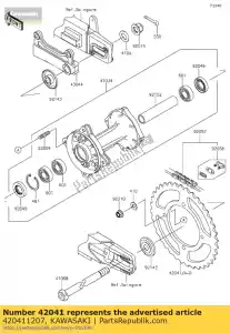 Kawasaki 420411207 roda dentada, 49t - Lado inferior