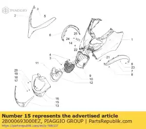 Piaggio Group 2B000693000EZ frame, zilver, achtervoegsel: ez_grijs titanio 742/b - Onderkant