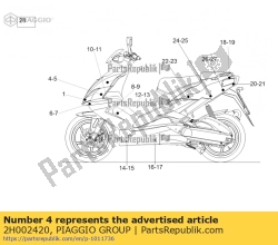 Aprilia 2H002420, Decalque superior da tampa do escudo de luz direito, OEM: Aprilia 2H002420