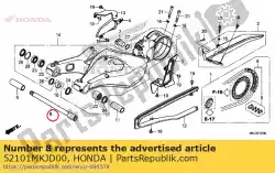 Here you can order the bolt, swingarm pivot from Honda, with part number 52101MKJD00: