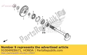 honda 91004MEB671 bearing, special roller, 20x32x14 - Bottom side