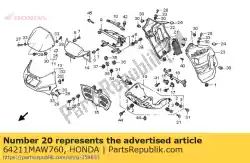 Ici, vous pouvez commander le couvercle, conduit d'air auprès de Honda , avec le numéro de pièce 64211MAW760: