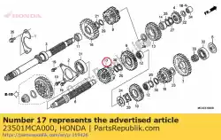 Here you can order the gear, countershaft fifth from Honda, with part number 23501MCA000: