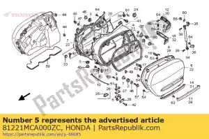Honda 81221MCA000ZC deksel, r. zadeltas * r259p - Onderkant